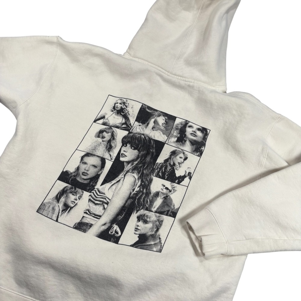 Taylor Swift The‎ Eras Tour Printed Unisex Beige Kangaroo Pocket Hoodie Size XL